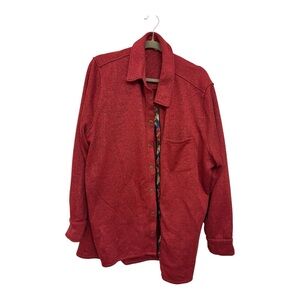 Soft Surroundings Red Knit Button Up Cardigan Jacket Boho Southwestern Trim 3X